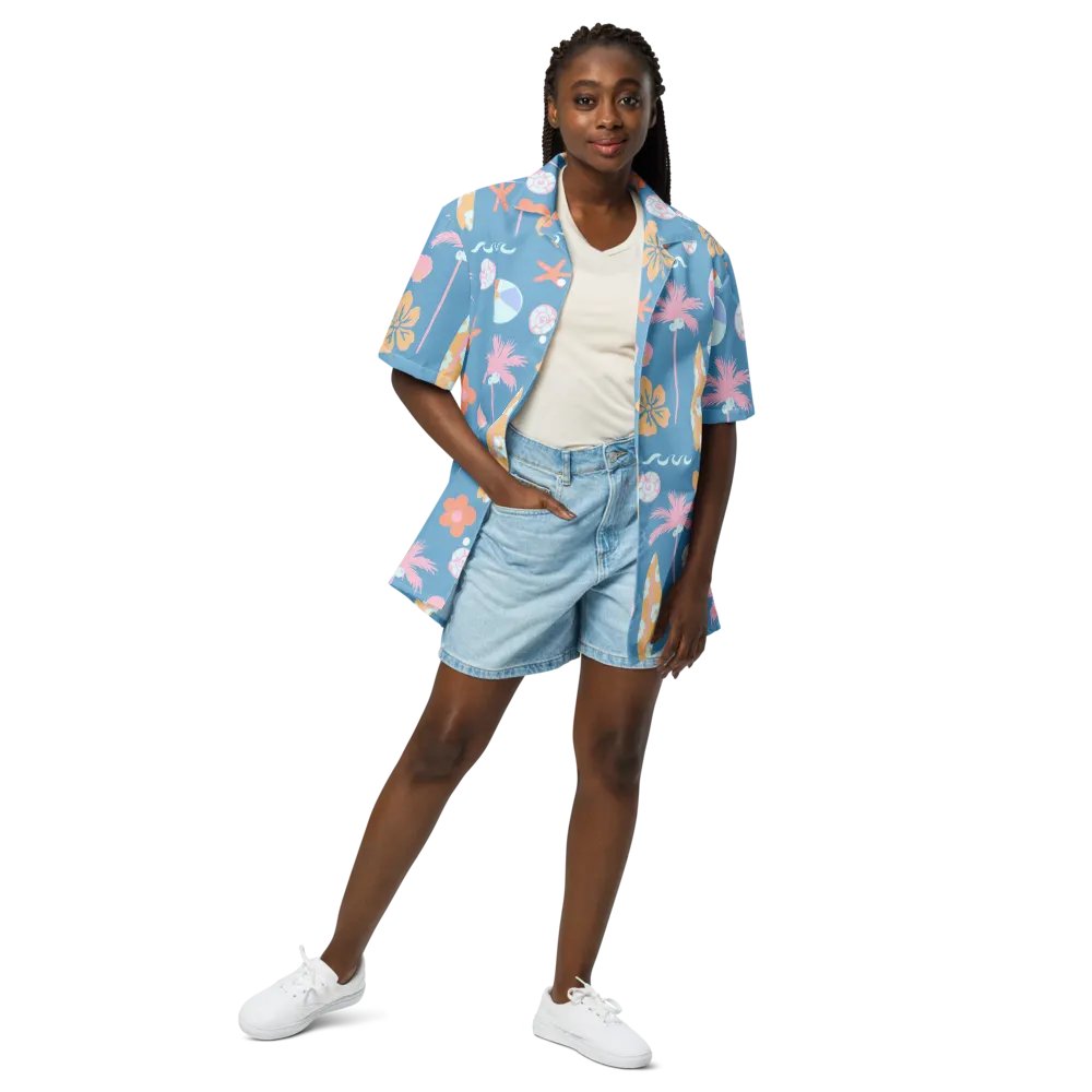 Retro Beach Blue Hawaiian Shirt product image (3)