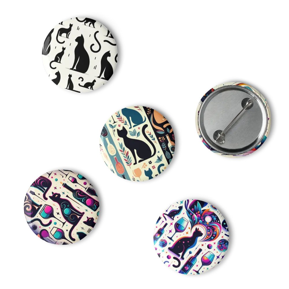 Set of Pin Buttons: Cats & Wine product image (4)