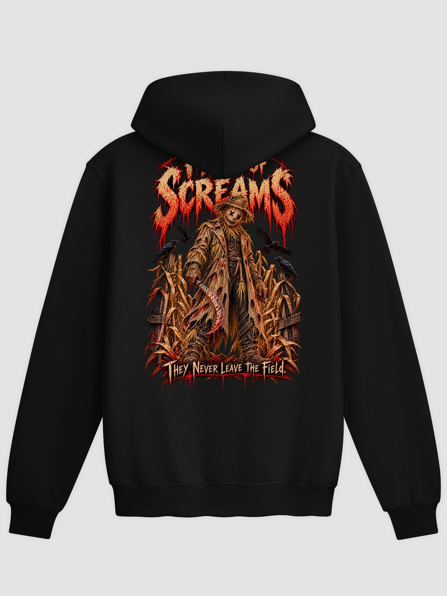 “Field of Screams” Scarecrow Horror Hoodie product image (2)