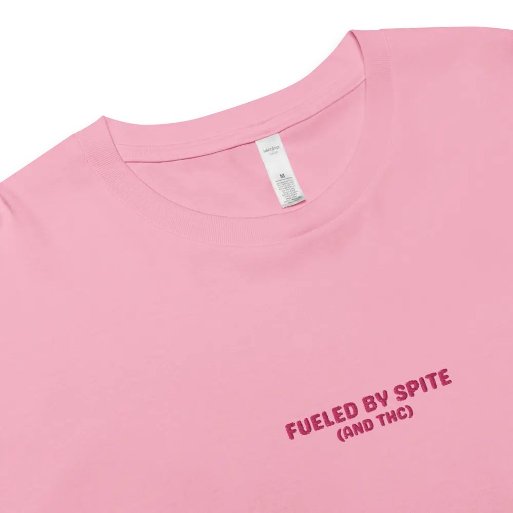 FUELED BY SPITE (pink thread) embroidered cotton crop top product image (3)