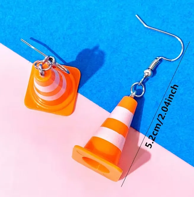 Novelty Orange Cone Barrier Earrings product image (2)
