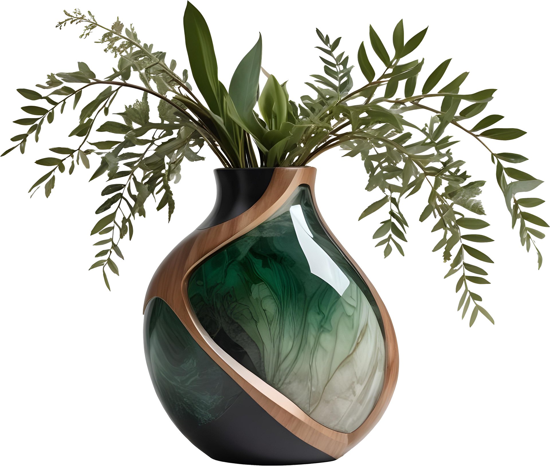 Luxe Botanique – Art Deco Succulent Vase PNG product image (1)