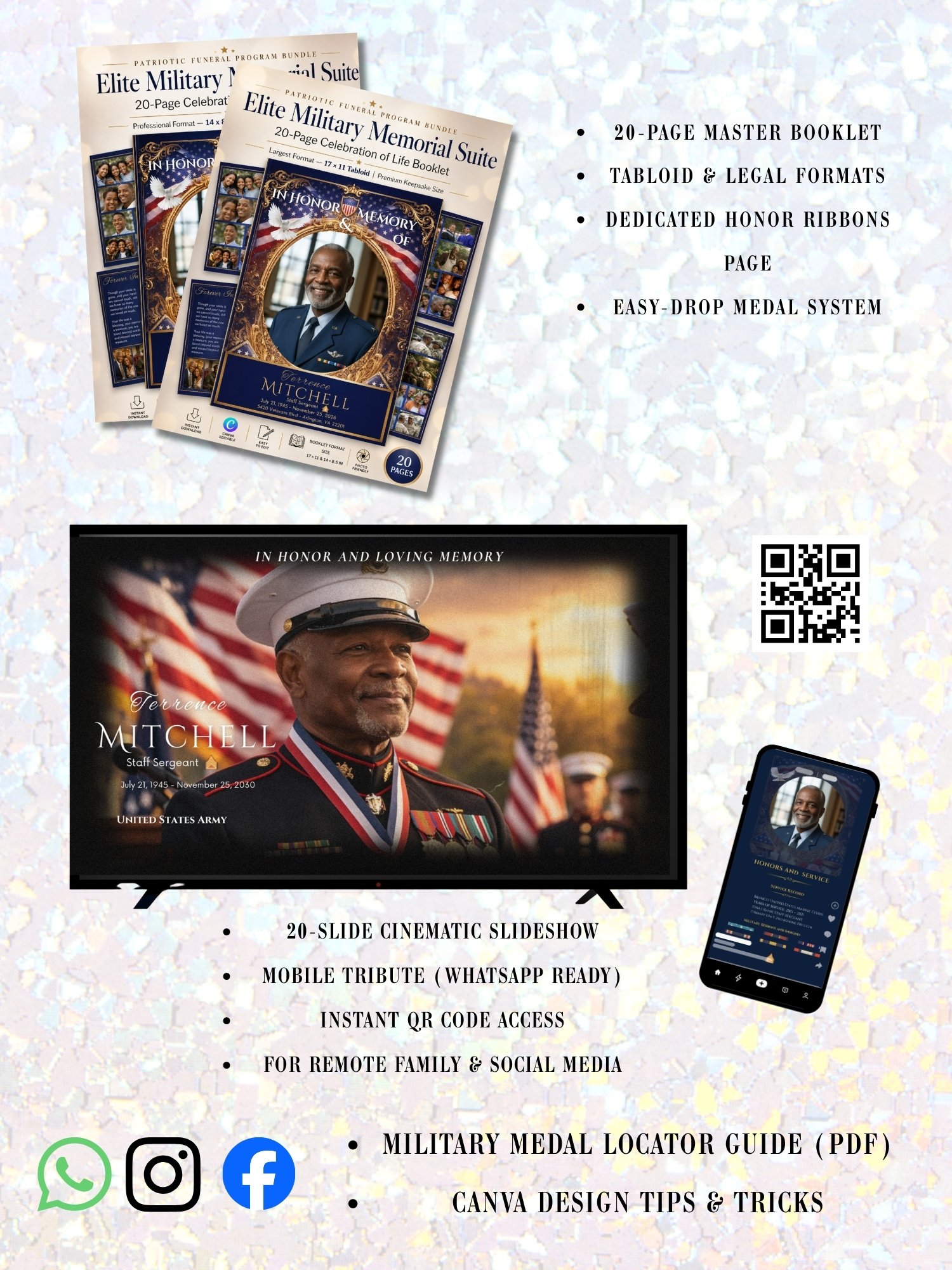 Ultimate Military Funeral Tribute Suite | 20-Page Magazine Program, Video Slideshow & Medal Guide product image (2)