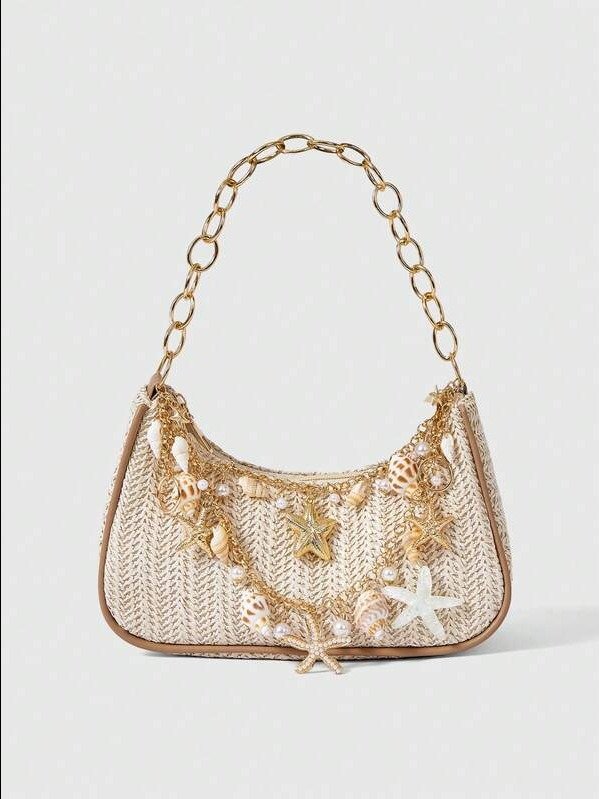 ADLEST | Fairycore Starfish & Shell Woven Beach Bag product image (4)