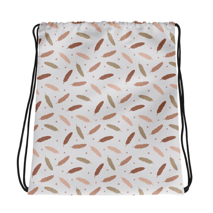 Mocha Mousse Feathers Drawstring Bag product image (1)