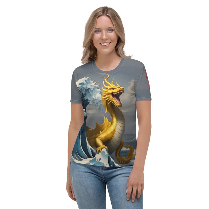 Dragon and the wave/ All-Over Print Women's Crew Neck T-Shirt by Sublicolor product image (2)