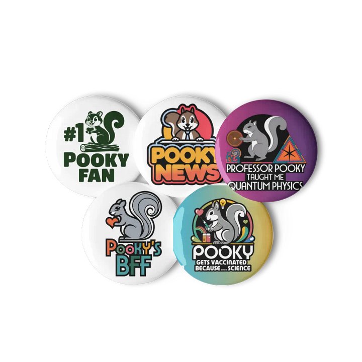 Original Pooky Artwork Buttons: Set of Five -O product image (3)