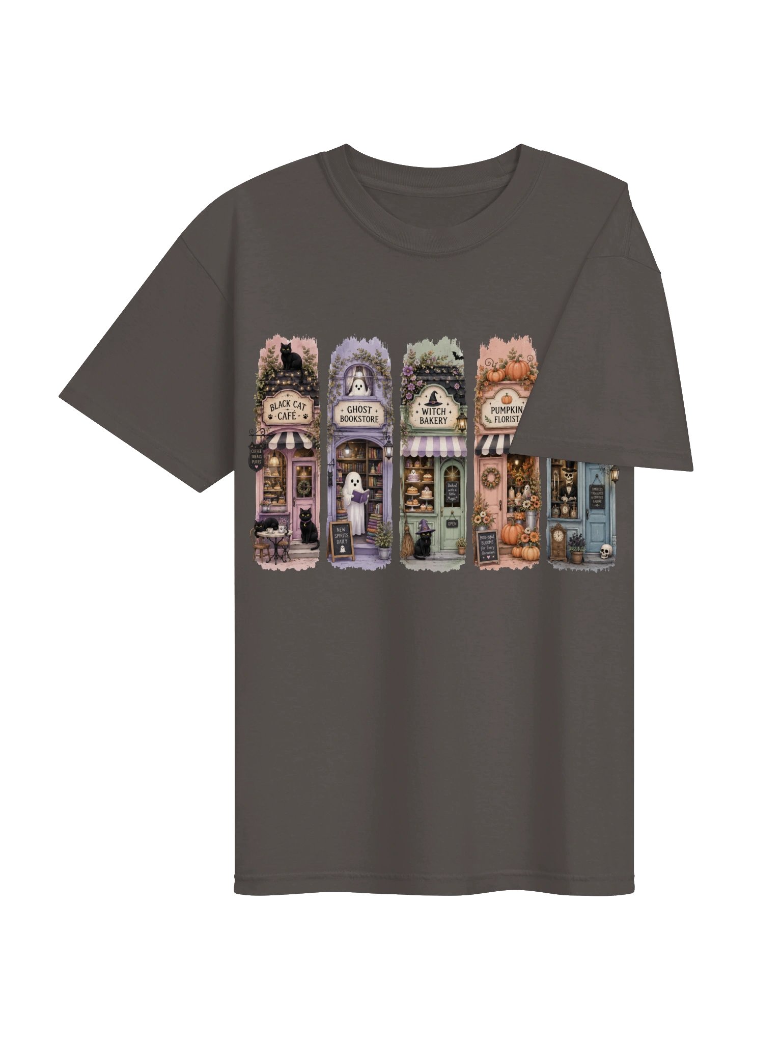 Spooky Village Halloween Shops T-Shirt | Retro Autumn Small Town Graphic Tee | Comfort Colors 1717 product image (23)