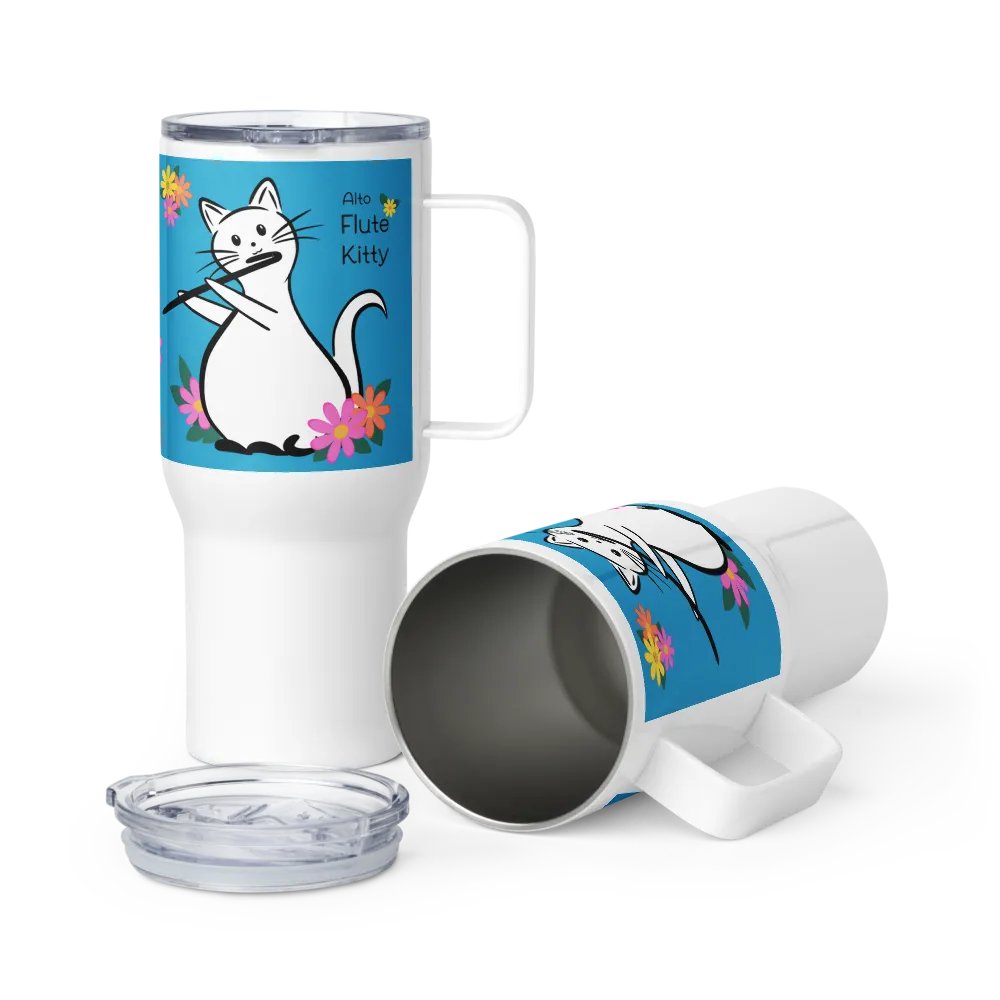 Flute Kitty Travel Mug w handle - Alto Flute product image (6)