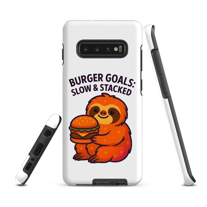Burger Goals – Funny Sloth Samsung Case | Slow & Stacked Tough Phone Case – Sloths Having Snacks Collection product image (2)