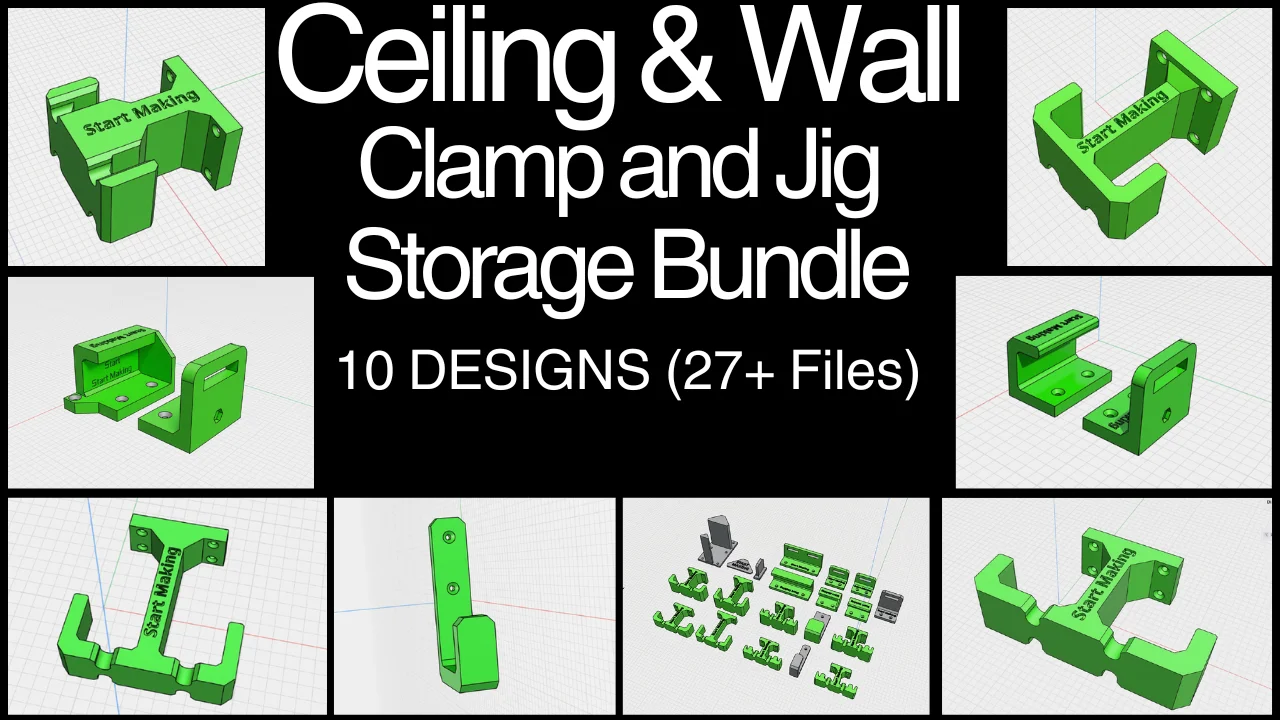 Wall and Ceiling Tool Storage Brackets, 3D Print File STL Bundle. product image (1)