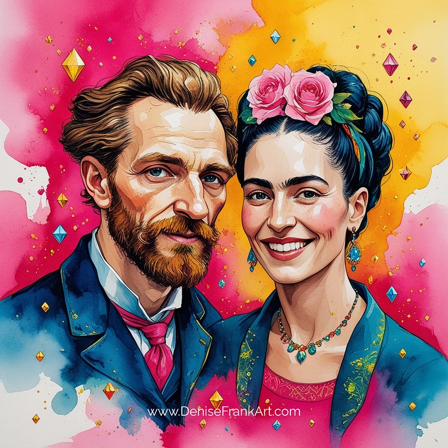 Vincent van Gogh and Frieda Kahlo together
