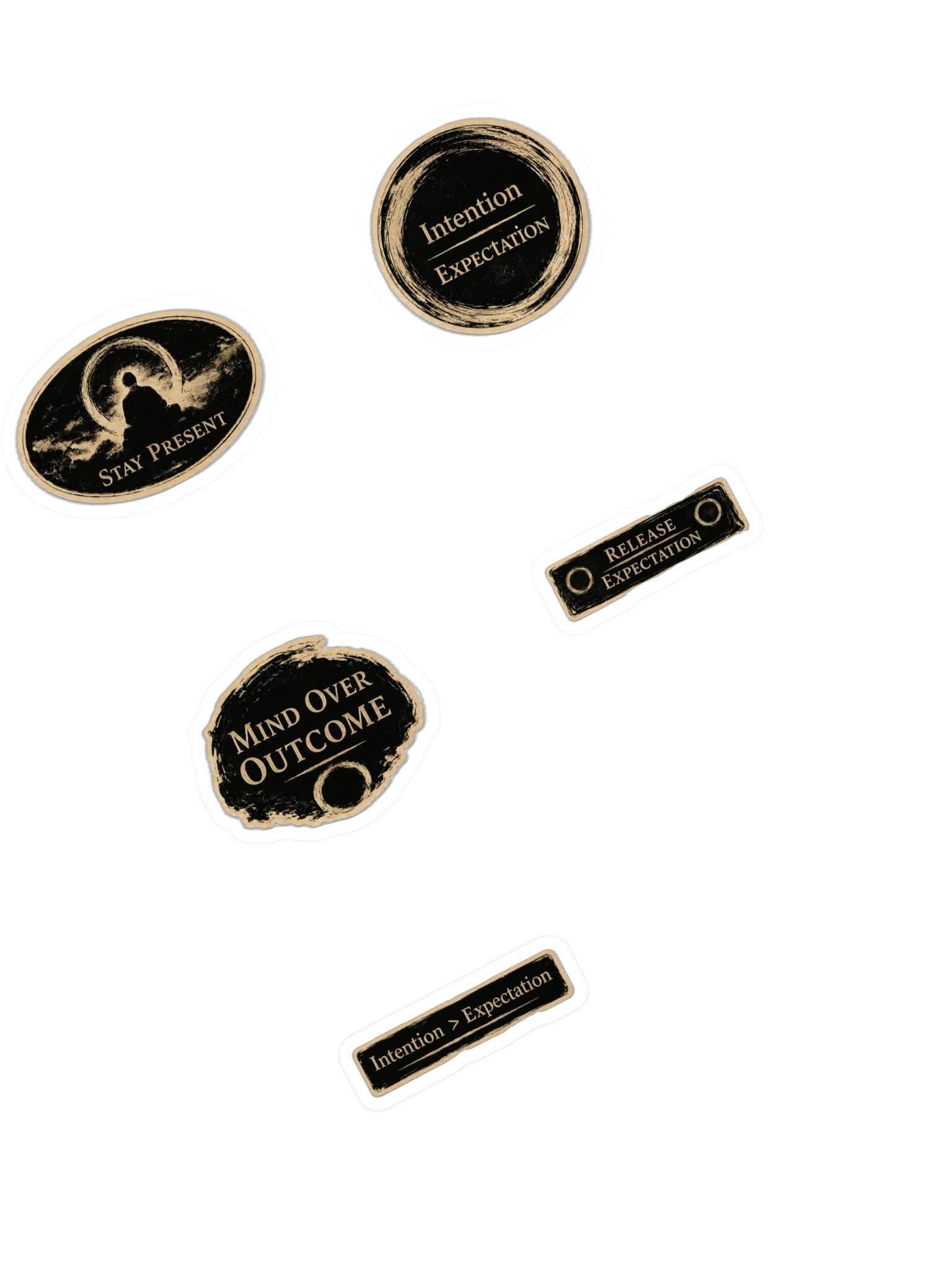 Mindful Intention Sticker Pack – Vintage Zen Aesthetic Decals (5-Piece Bundle) product image (1)