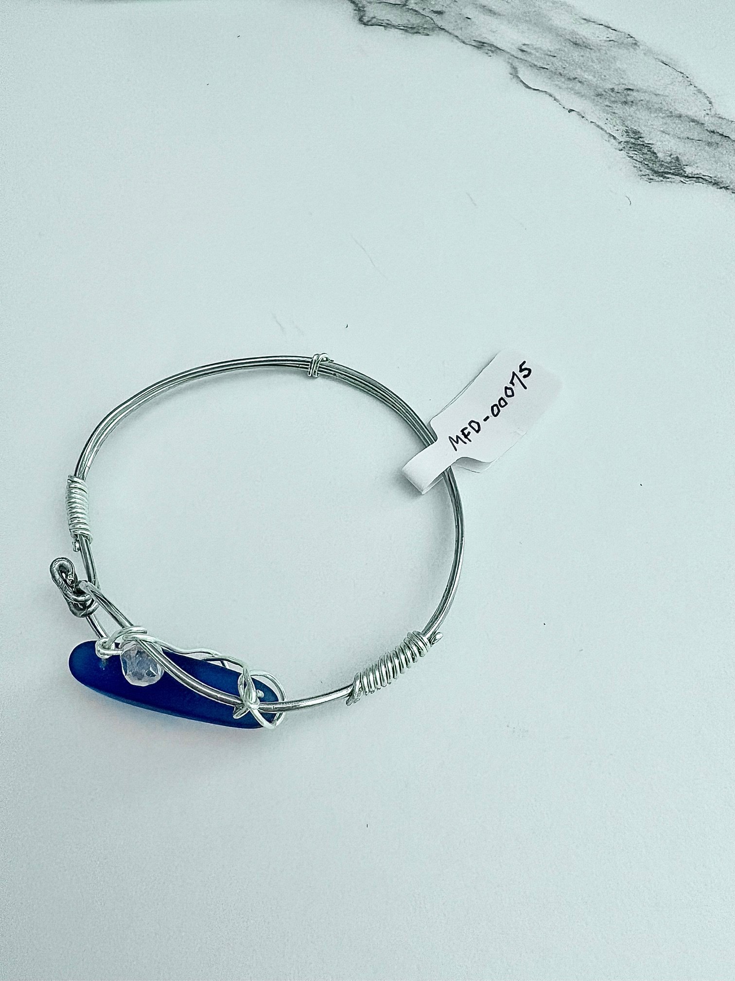 MFD-00075 | Ocean Whispers Wire-Wrapped Sea Glass Bracelet | Handmade 6.75" Coastal Charm by Monique Faella Designs™ product image (12)