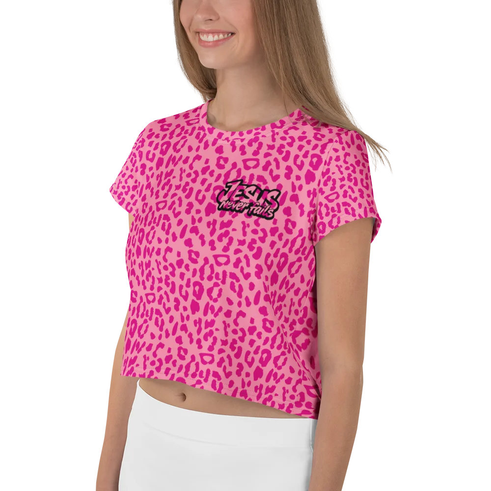 Jesus Never Fails Pink Leopard Print Crop Top product image (7)