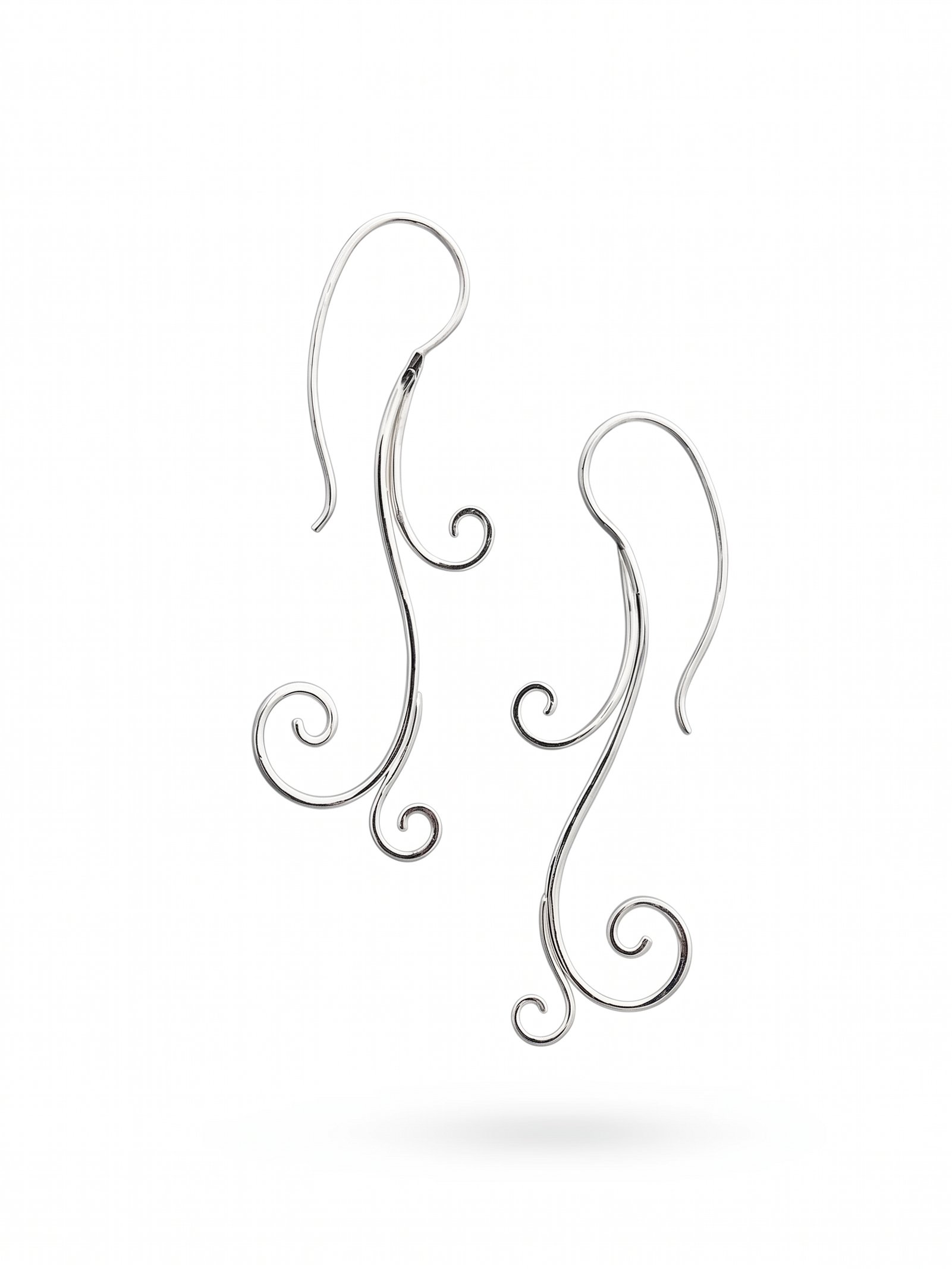 925 Silver Spiral Drop Earrings, Elegant Swirl Dangle, Modern Boho Jewelry product image (1)