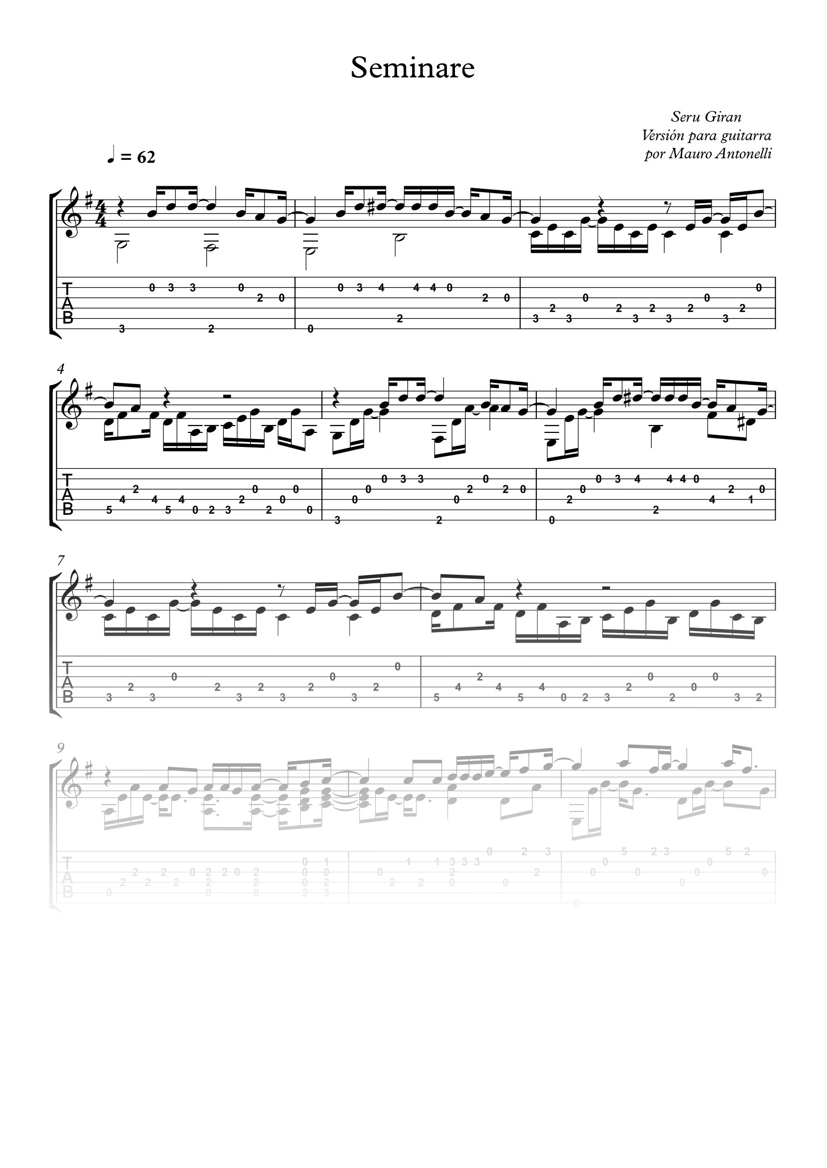 Seminare - Fingerstyle - Partitura + Tabs product image (1)