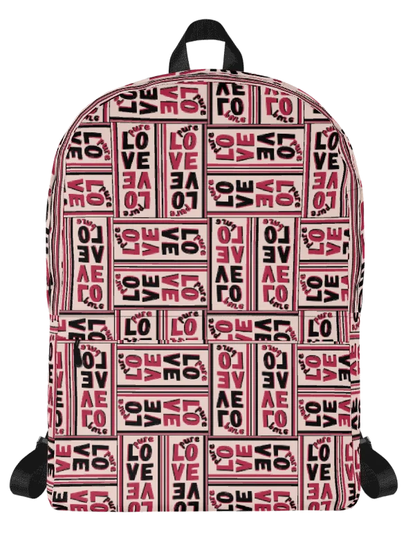 Pure LOVE dual Color Pattern on peach Background - All-Over Print Backpack product image (5)