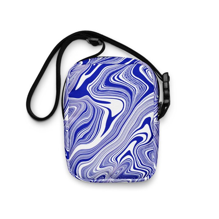 Utility Crossbody Bag - Blue and White Liquid Swirls product image (1)