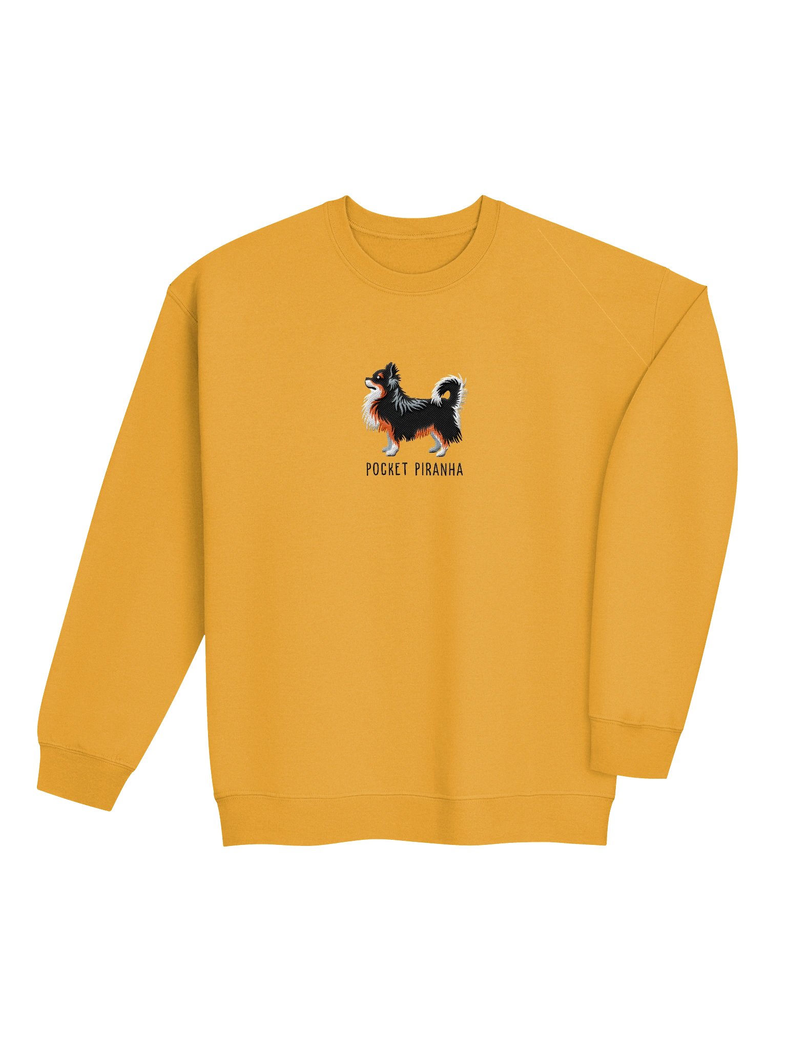 Pocket Piranha Sweatshirt (Embroidered) of a Longhaired Chihuahua(Tricolor) product image (7)