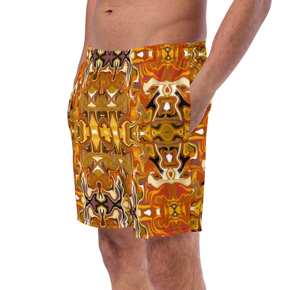 Symmetrical Splendor Brown African Inspired Design Swim Trunks product image (10)