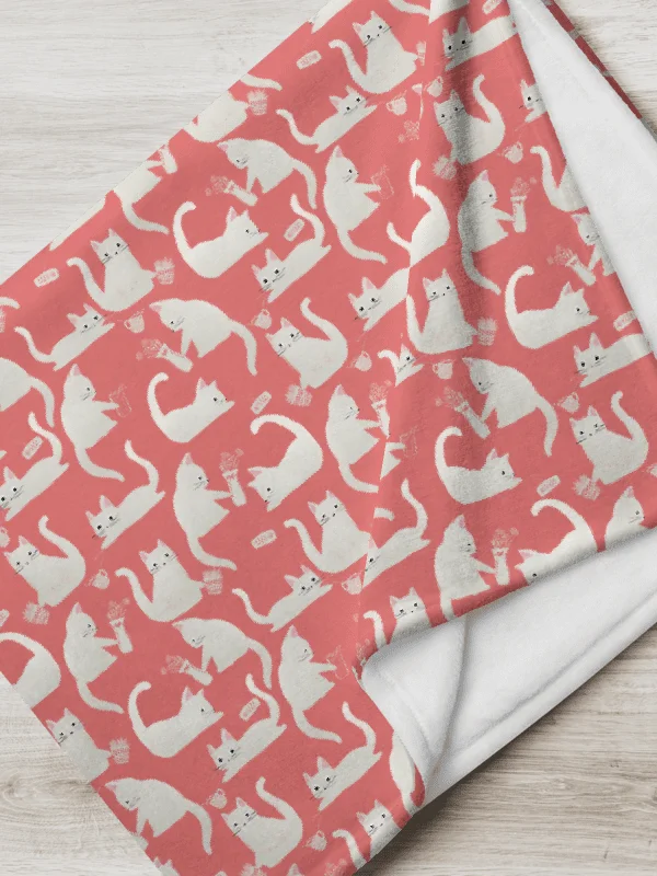 Bad Cats Knocking Stuff Over Throw Blanket, Pink product image (5)