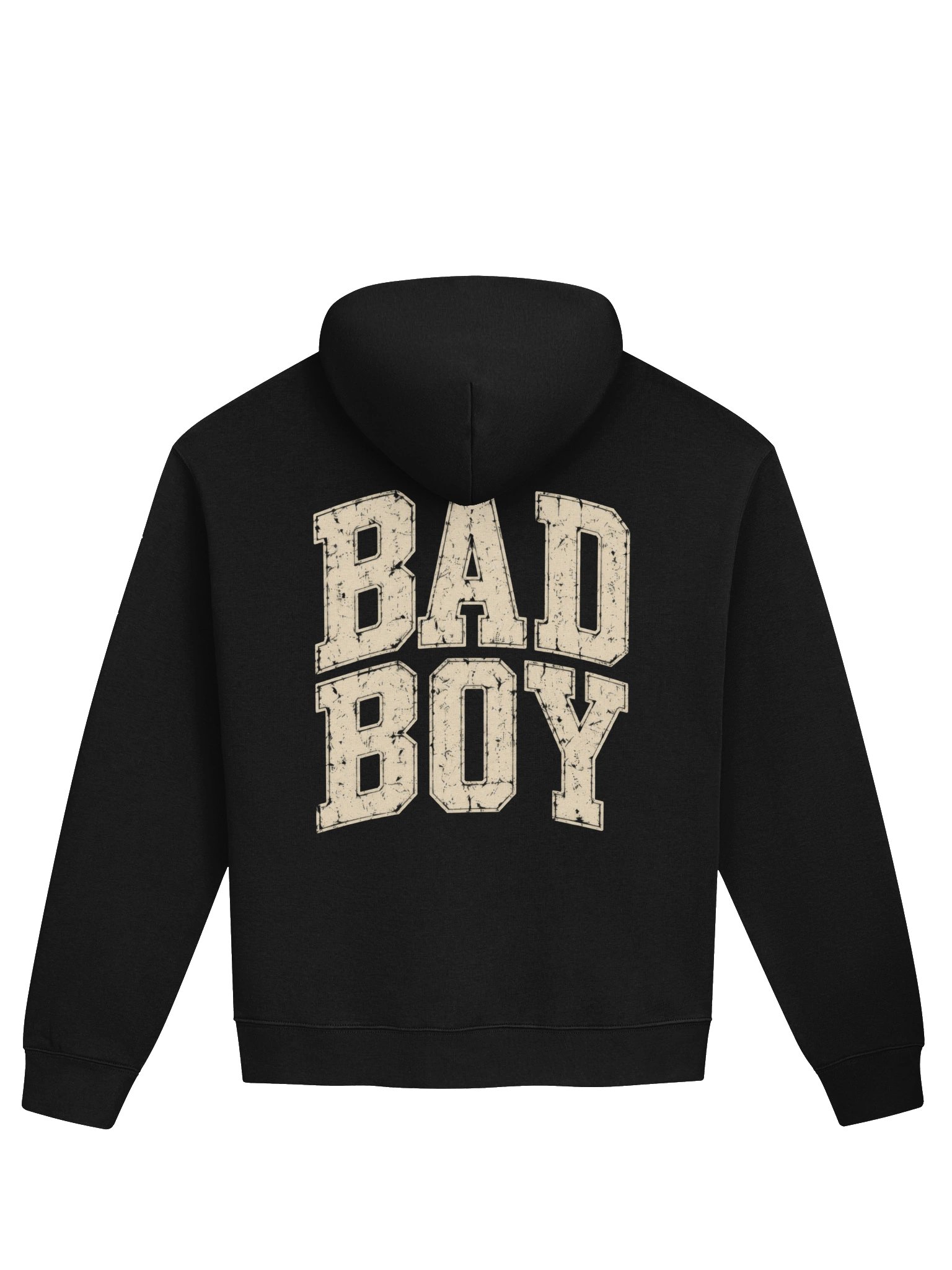 Back of the black Bad Boy hoodie