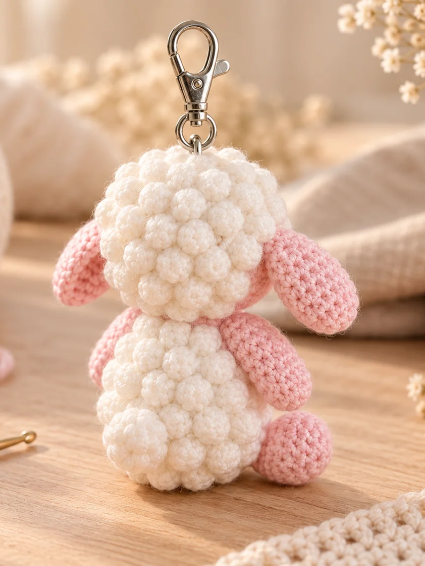 Fluffy Lamb Keychain Pattern, Crochet Sheep Amigurumi PDF, Bag Charm, Instant Download product image (6)