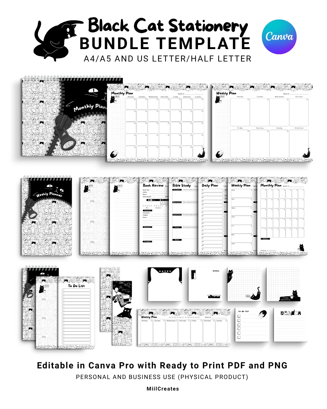 Black Cat Stationery Bundle product image (1)