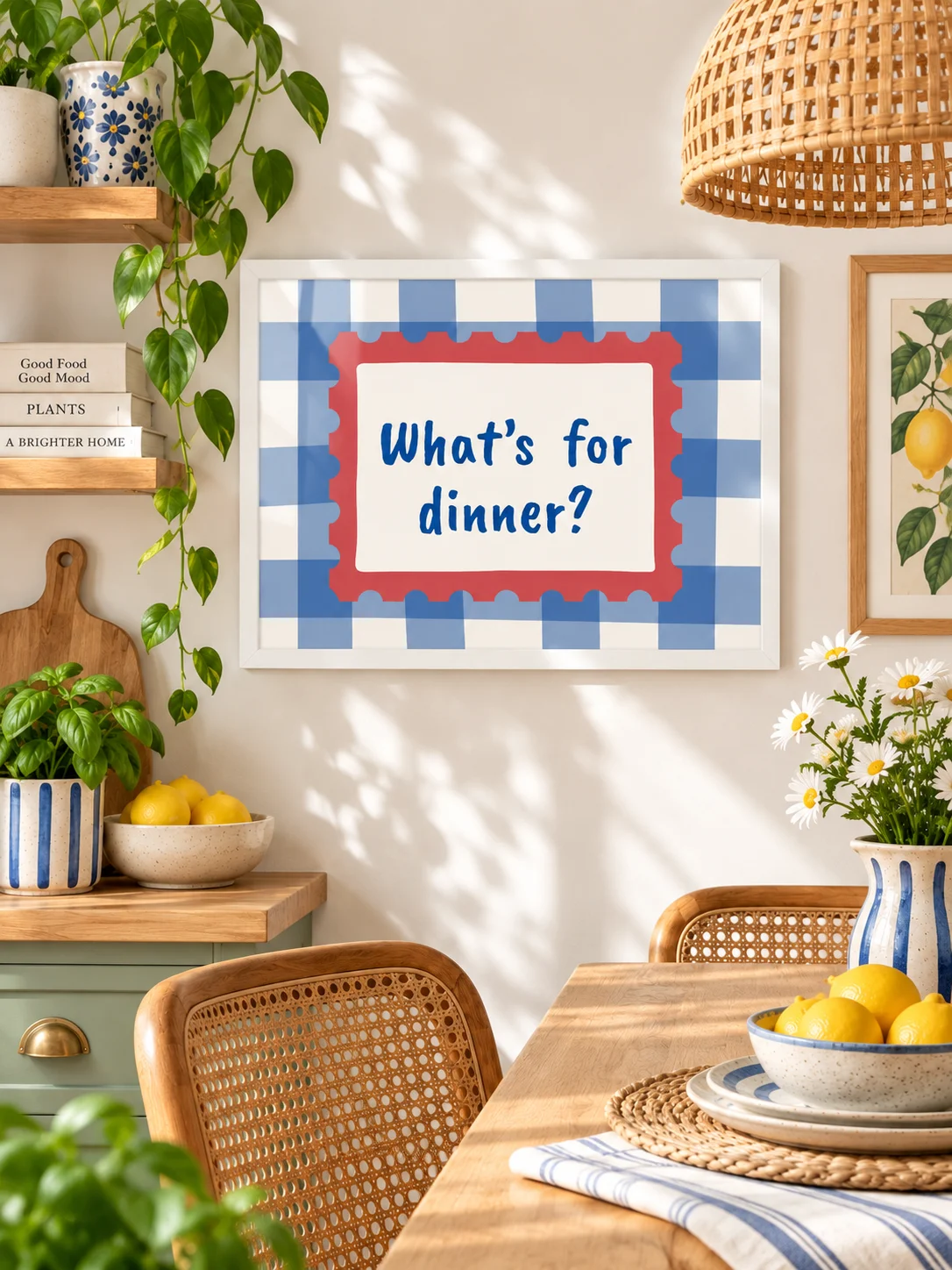 What's For Dinner Kitchen Wall Art | Retro Checkerboard Typography product image (6)