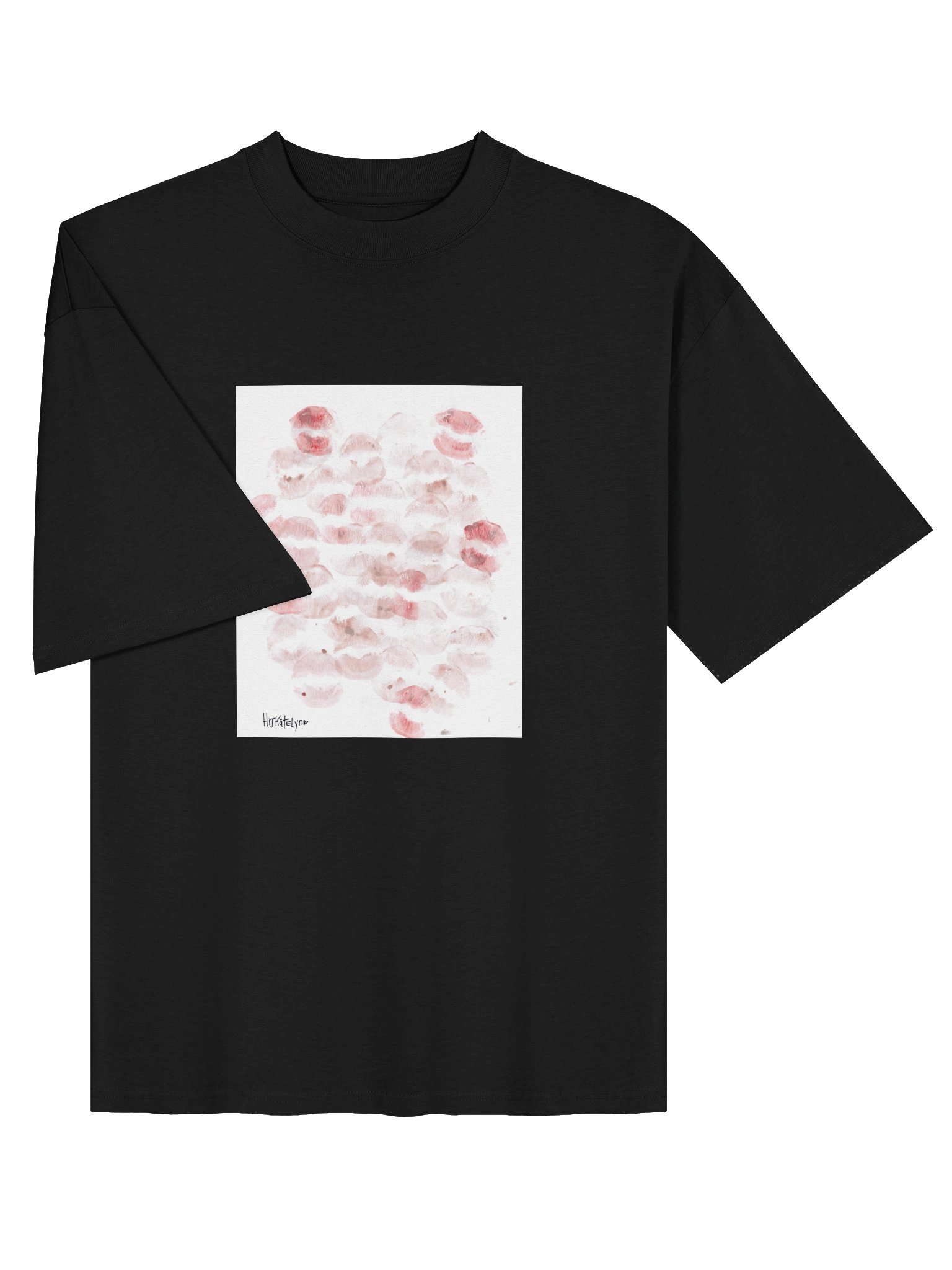 Hijkatelyn Real Kiss Mark Scatter Oversized Tee (Black) product image (3)