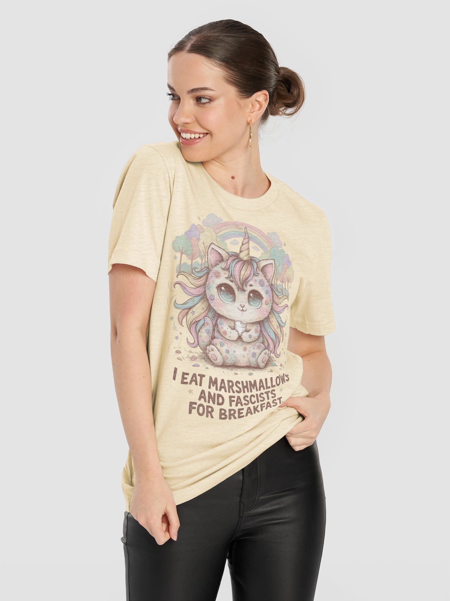 Pastel Unicorn Kitty Rebel Tee, Retro Kawaii Rainbow Graphic product image (12)