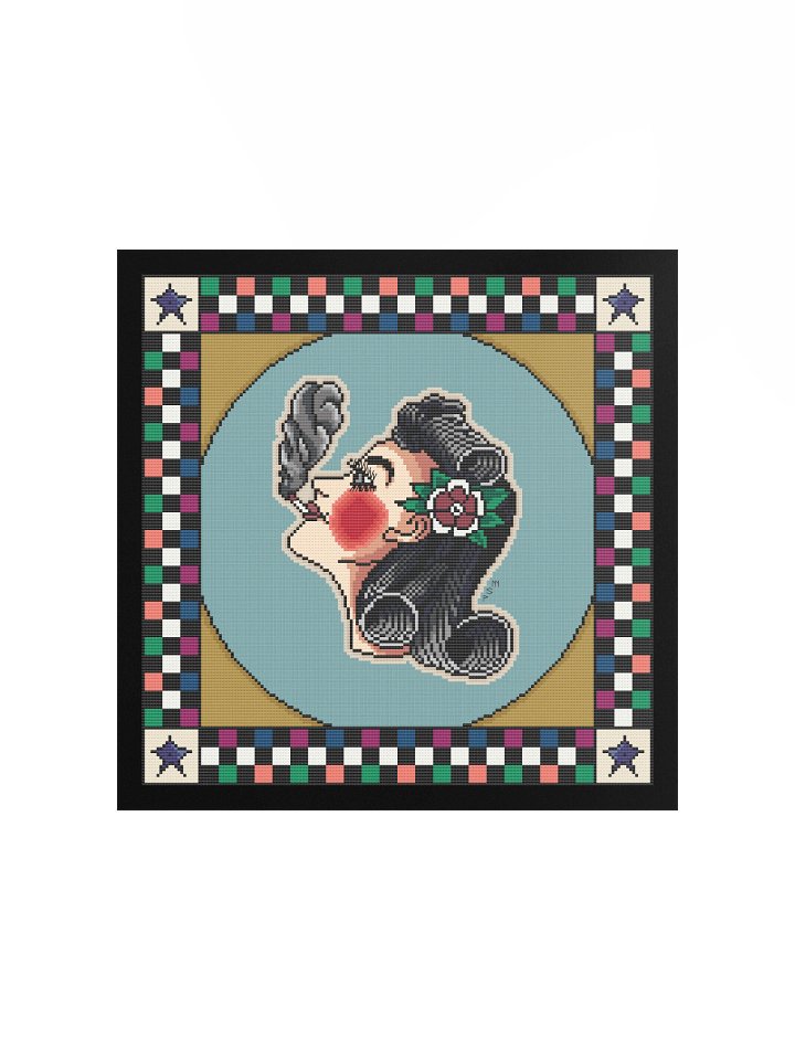 Bert Grimm Smoking Lady with Folk Art Frame Print product image (2)