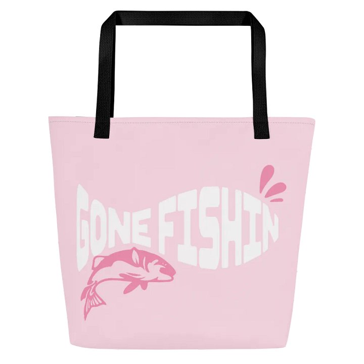 Gone Fishin' All-Over Pink Tote Bag product image (1)