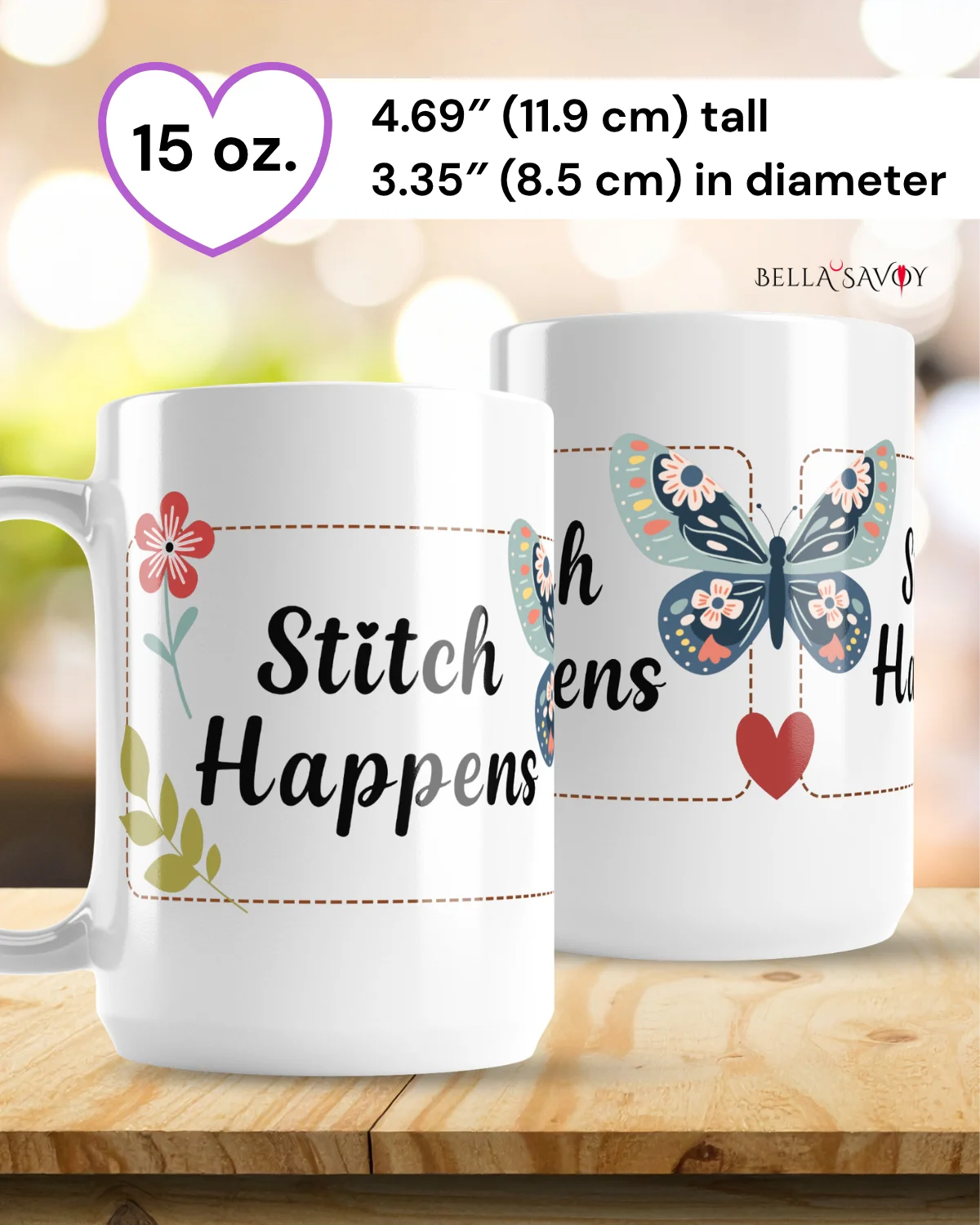 Stitch Happens Floral and Butterfly Mug product image (5)