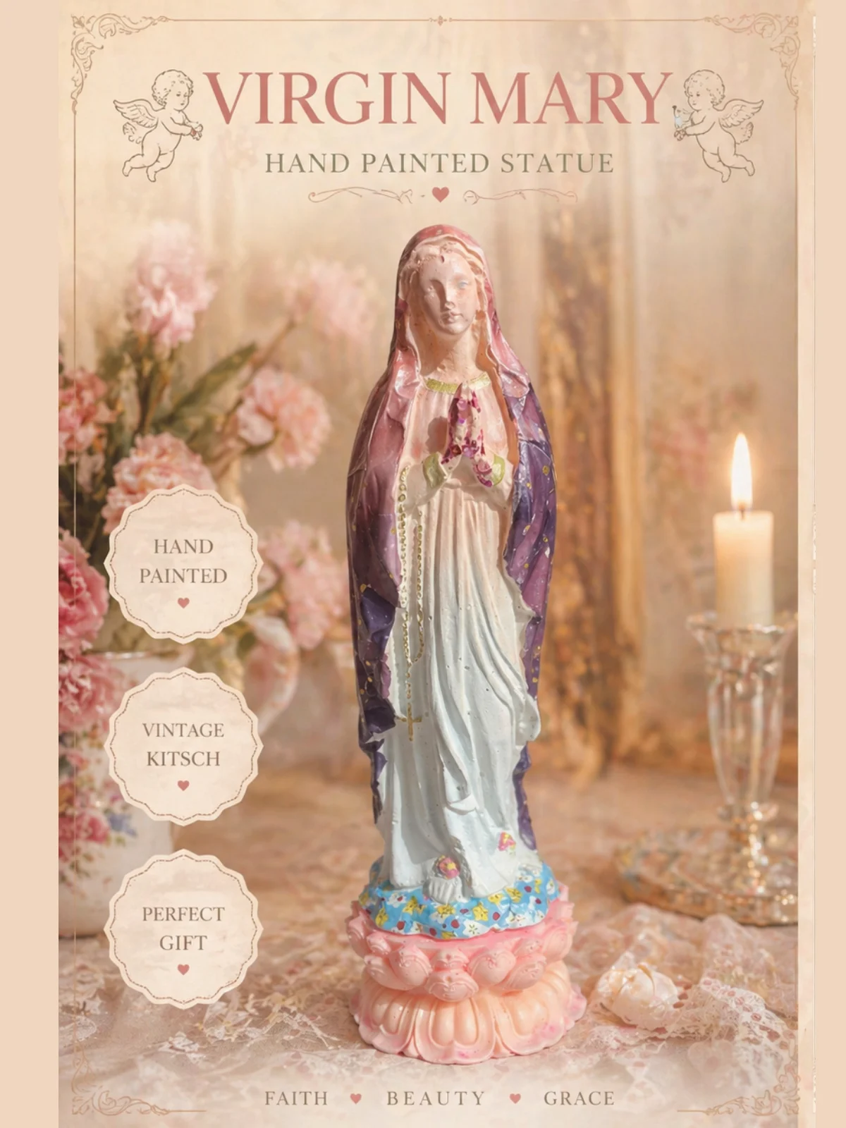Hand-Painted Virgin Mary Statue 27cm product image (4)