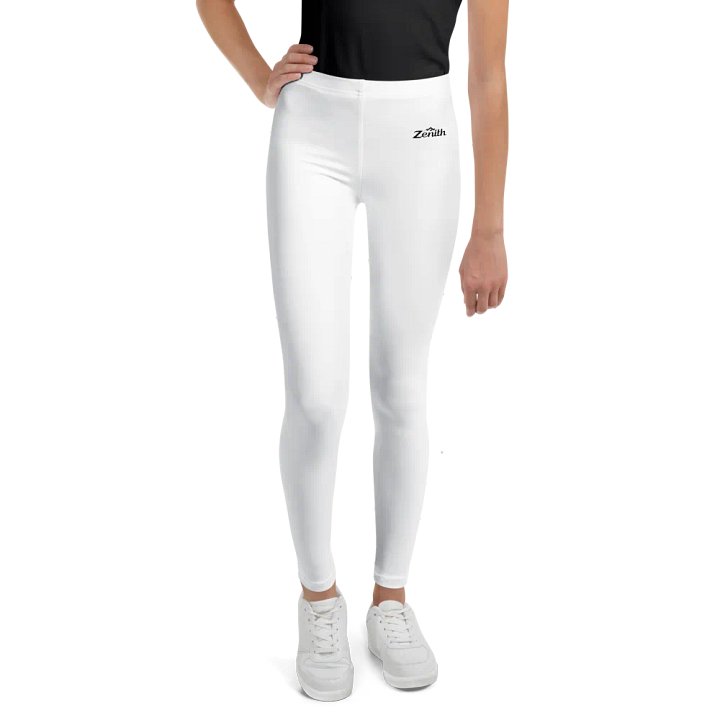 White Youth Leggings by Zenith – All-Over Print | Premium Stretch Fit | Sizes 8–20 product image (1)