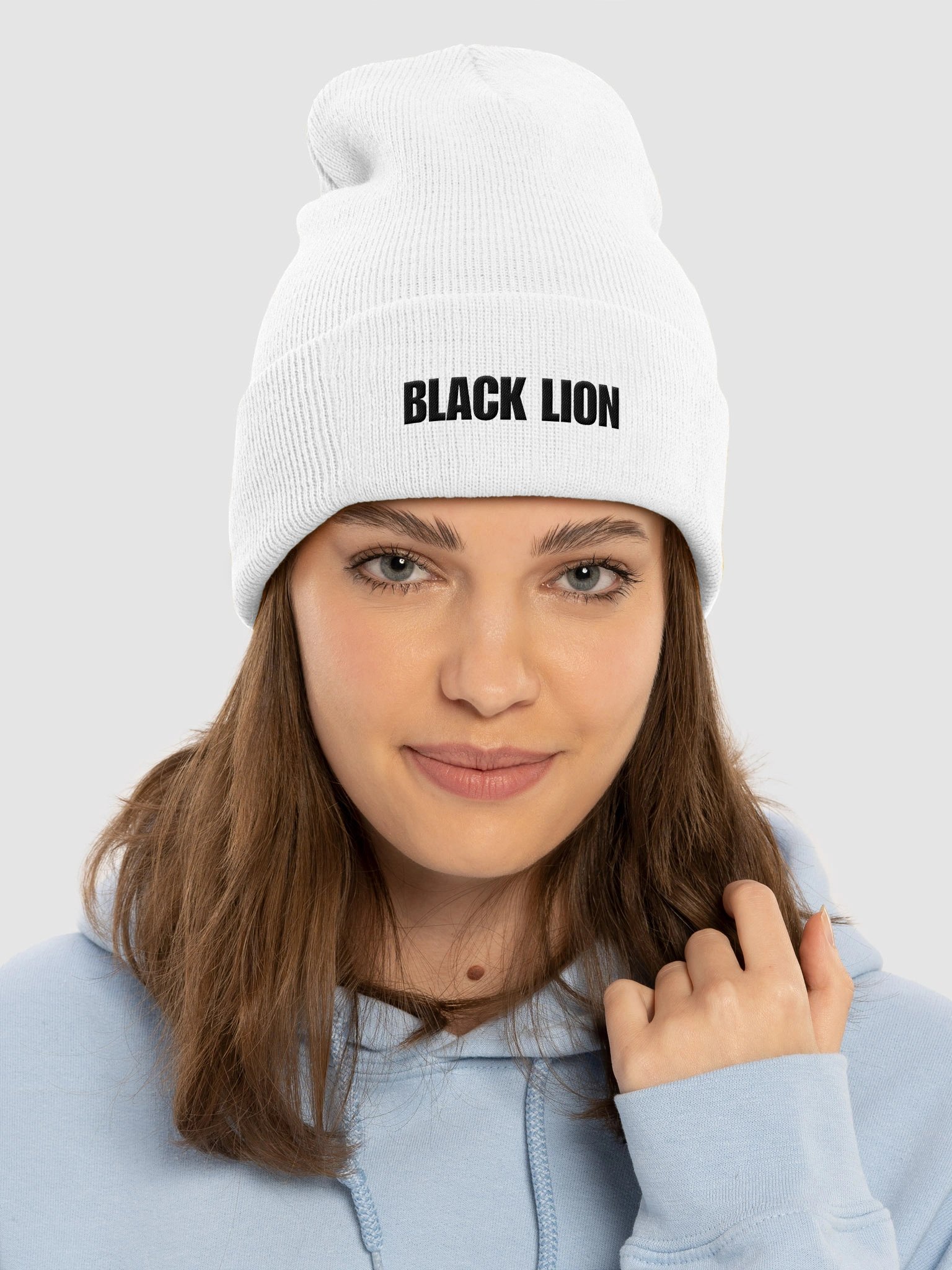 Black Lion Embroidered Cuffed Beanie – Premium Knit Streetwear Headwear product image (3)