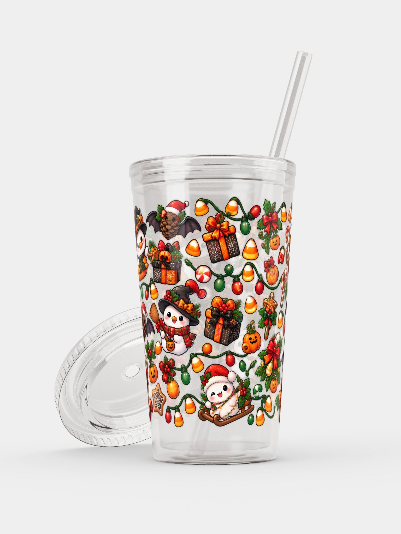 Spooky Snowmen Clear Dual Wall Tumbler 16 Oz (473 ml) product image (7)