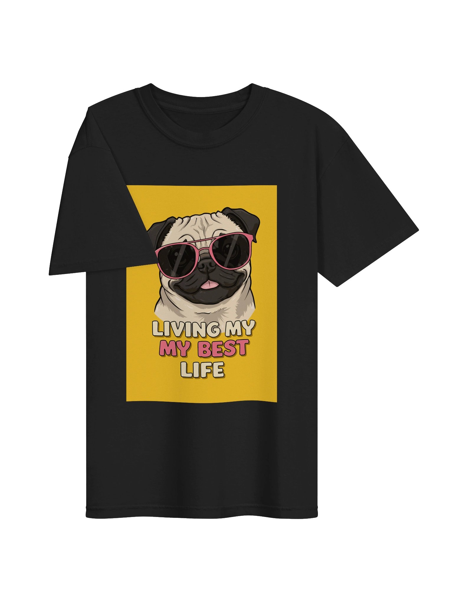 Men’s Pug Living My Best Life T-Shirt – Funny Dog Sunglasses Design product image (5)