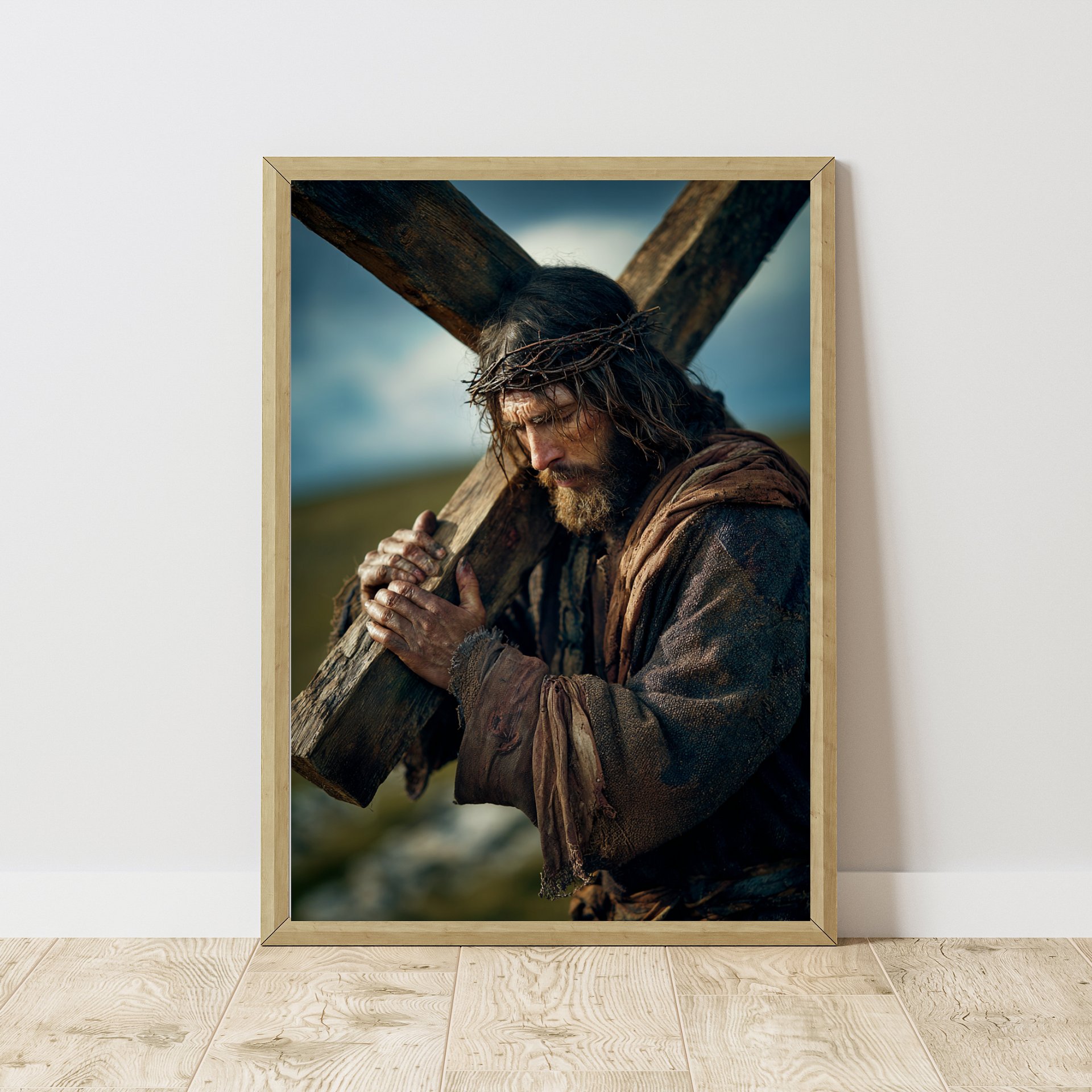 Jesus Carrying the Cross Wall Art | Christian Printable | Crucifixion Decor product image (1)