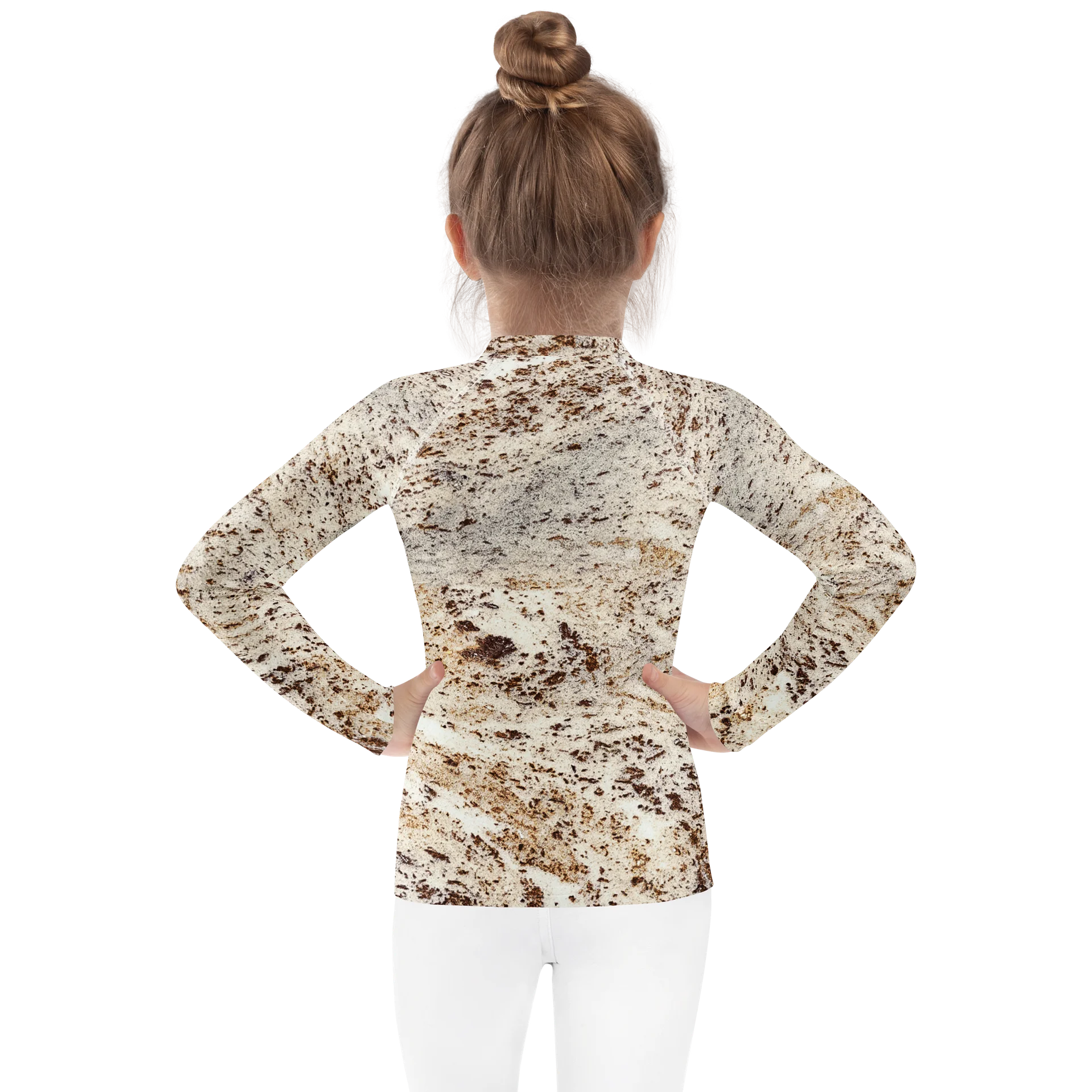 Espresso Swirl Kids All-Over Print Earthy Brown & Cream Swim Rash Guard product image (2)