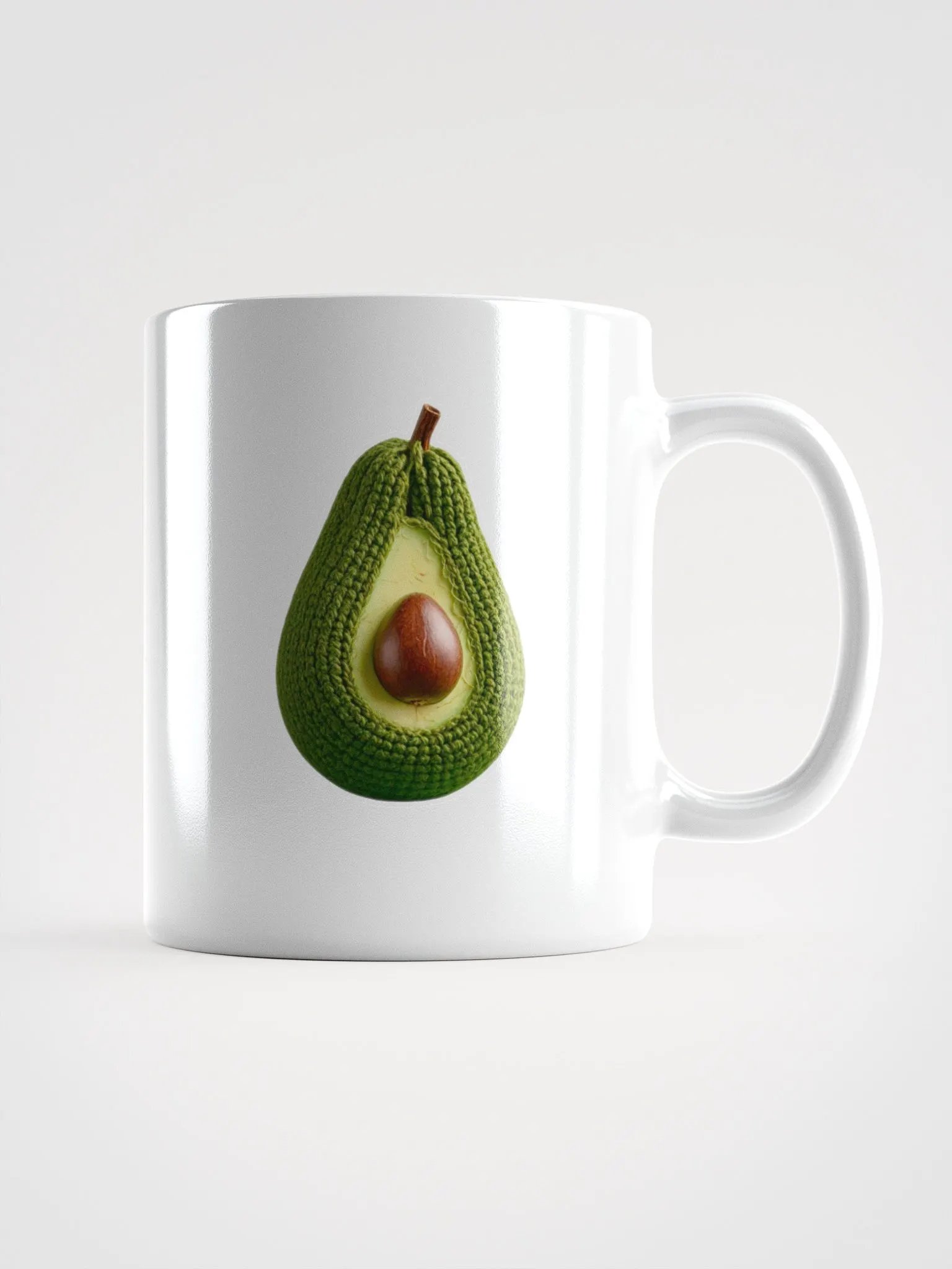 CozyAvocado White Glossy Mug Crochet Avocado #1 product image (1)