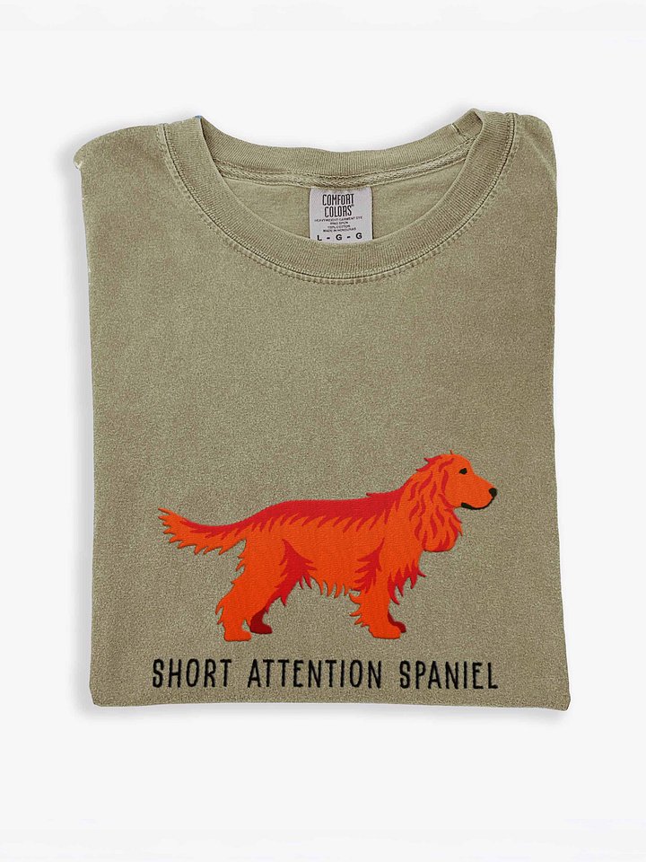 Short Attention Spaniel T-Shirt(Embroidered) of an English Cocker Spaniel(Red) product image (1)