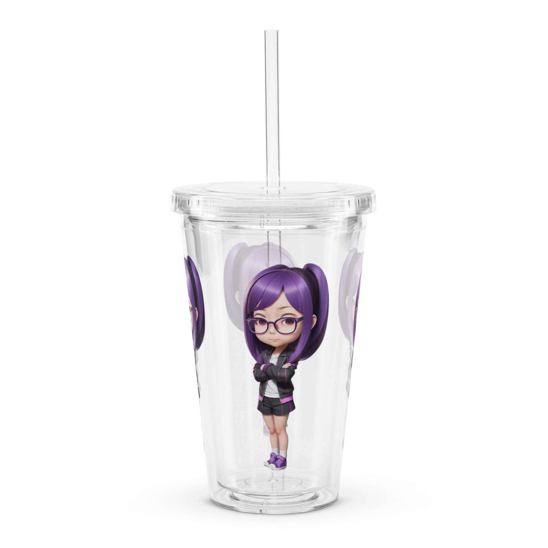 (Purple CHIBI) K Clear Plastic Tumbler product image (1)