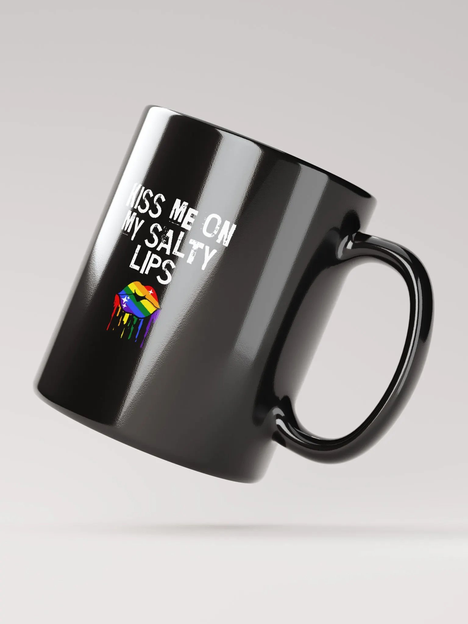 LGBTQ+ Mug Kiss Me On My Salty Lips Rainbow (black) product image (2)