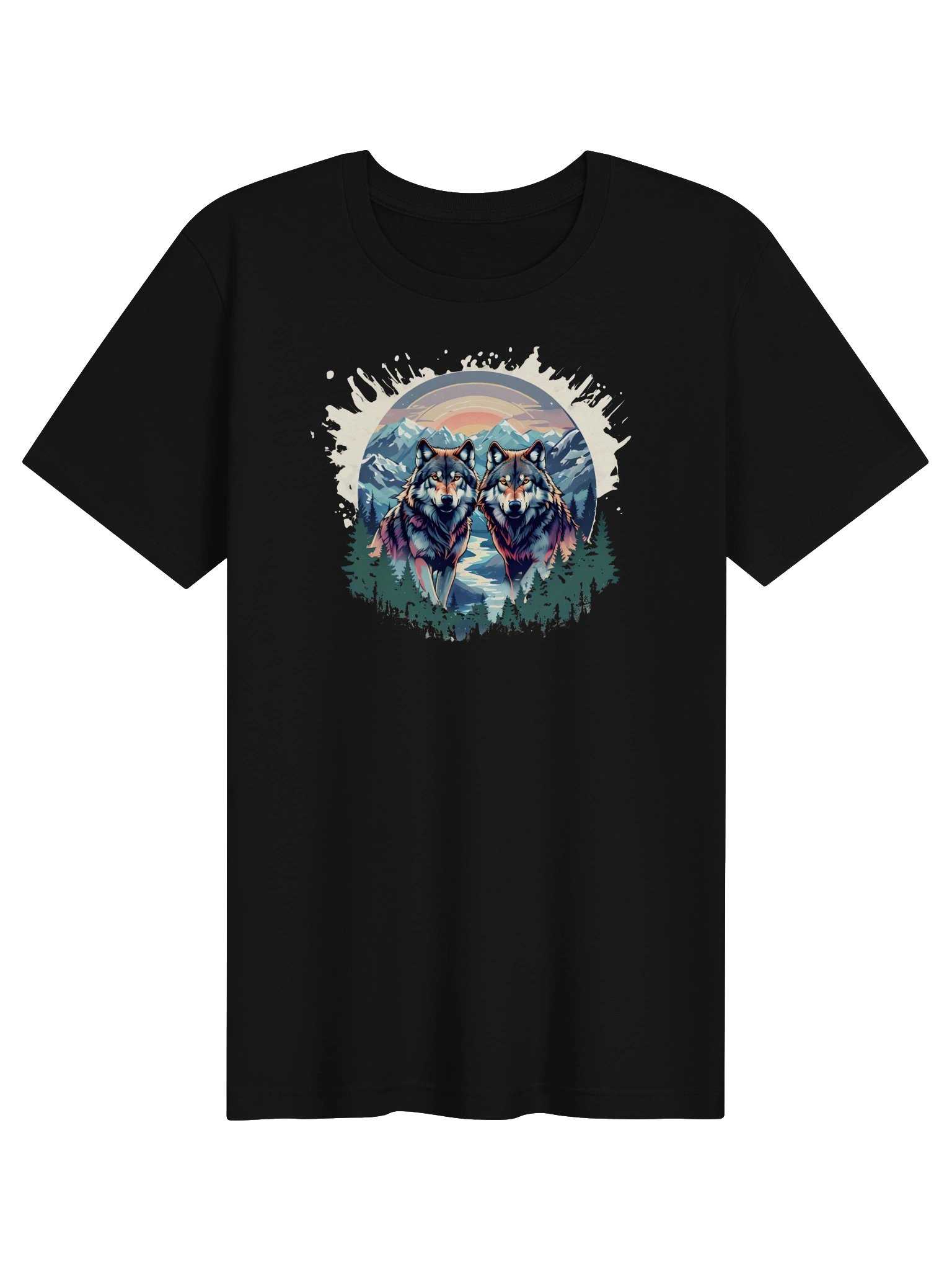 Twin Wolves Sunset Mountain Tee product image (4)