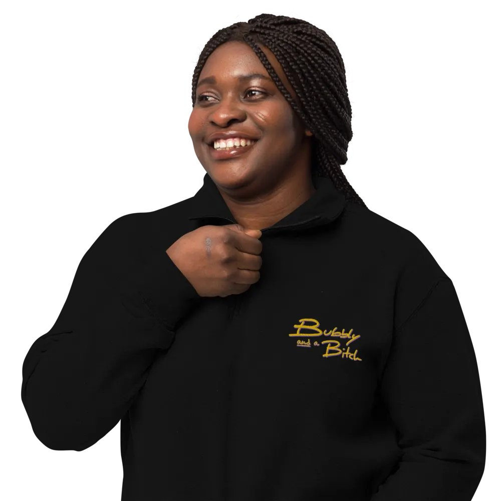 Bubbly and a B*tch (tulip shadow design) embroidered quarter zip product image (3)