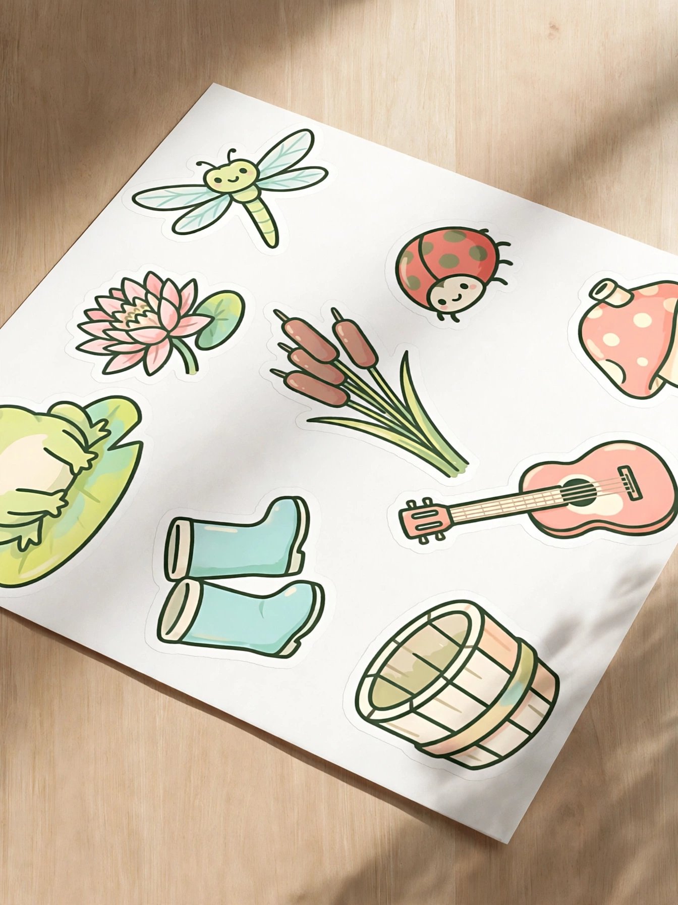 Whimsical Pastel Pond & Garden Sticker Set product image (2)