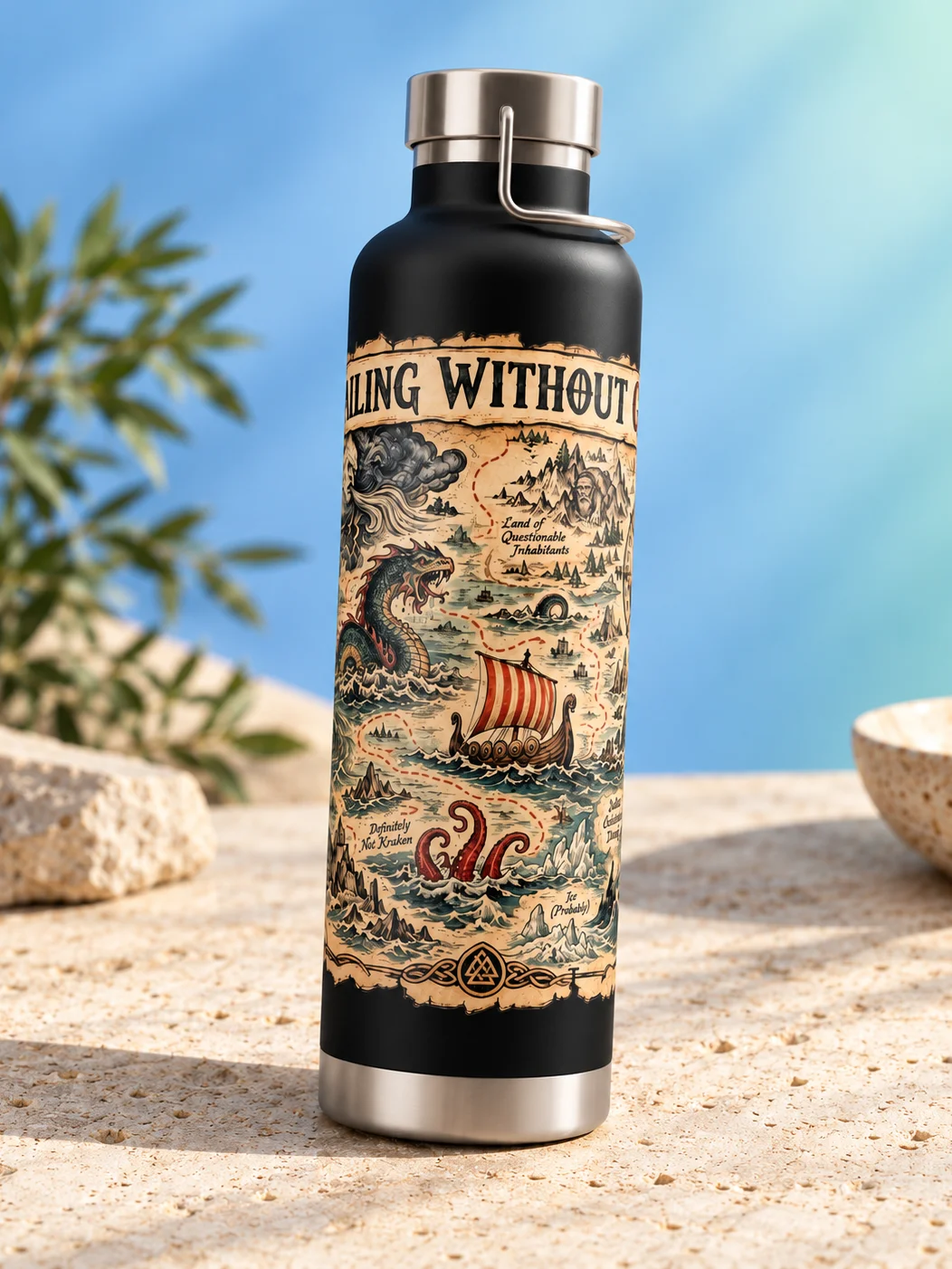 By Ancient Map Alone: The Viking Navigator's Water Bottle product image (2)